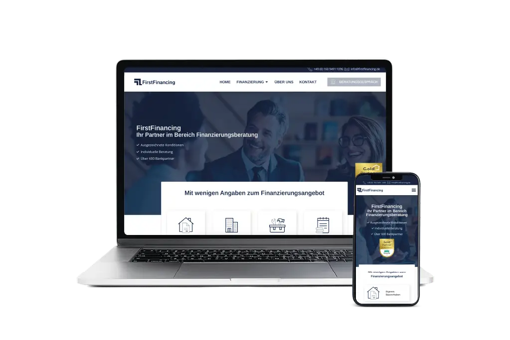 Website von First Financing, erstellt von der Goldenberg Agentur